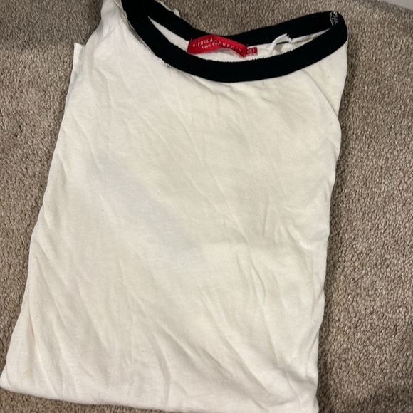 n: Philanthropy Women's Distressed Ripped Collar distressed t shirt - Picture 6 of 6